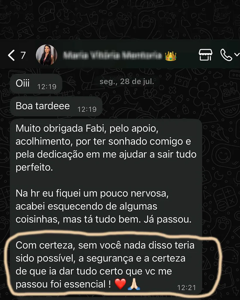 Depoimento de aluna