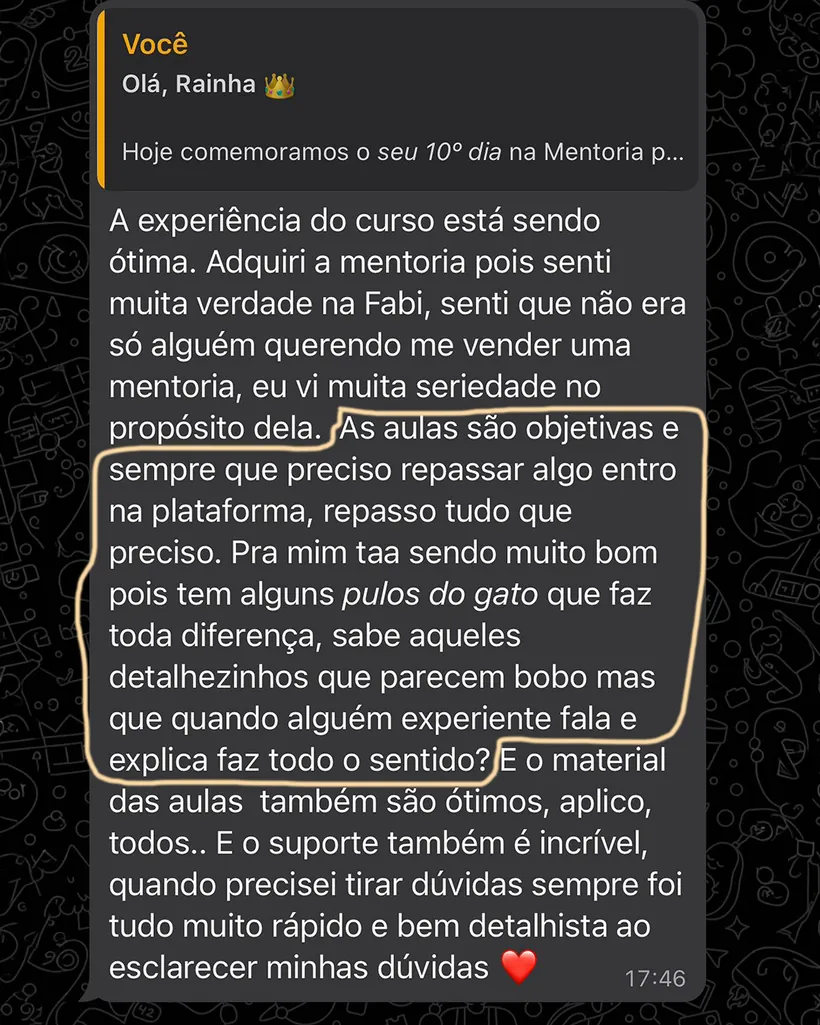 Depoimento: as aulas são objetivas e o suporte é incrível