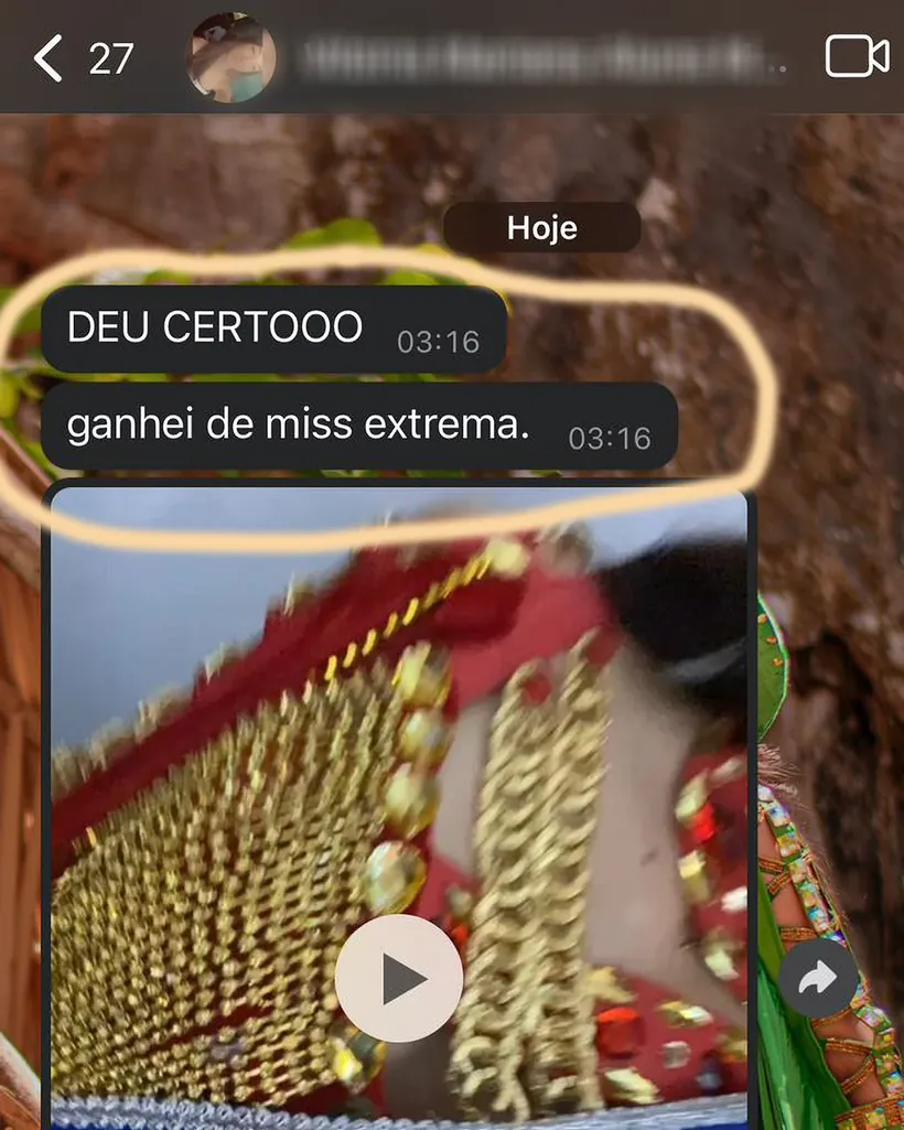 Aluna: ganhei de miss extrema