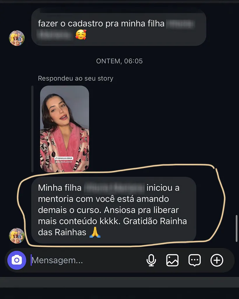 Depoimento de aluna