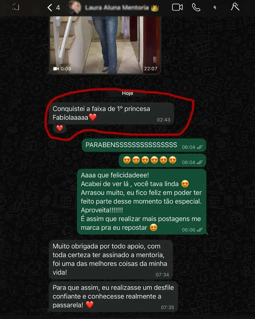 Aluna: conquistei a faixa de 1ª princesa